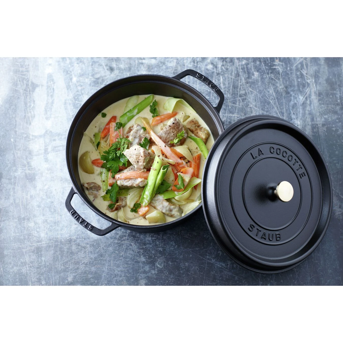 Staub Cocotte 28 Cm, Rund, Schwarz, Gusseisen – Bild 5