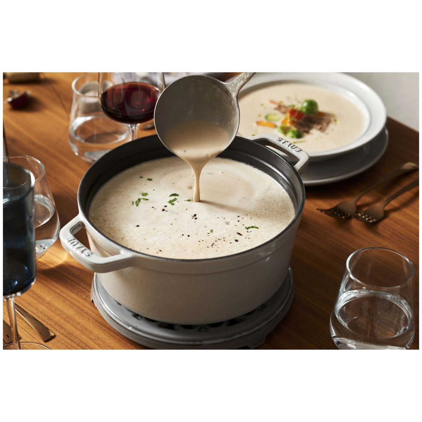 Staub Cocotte 28 Cm, Rund, Weisser Trüffel, Gusseisen – Bild 5