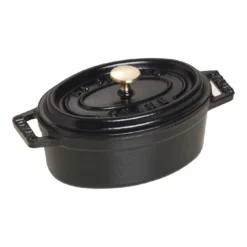 Staub Mini Cocotte 11 Cm, Oval, Schwarz, Gusseisen