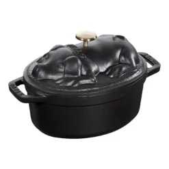 Staub Cocotte 17 Cm, Oval, Schwarz, Gusseisen