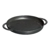 Staub Pure Grill 26 Cm, Rund, Schwarz, Gusseisen