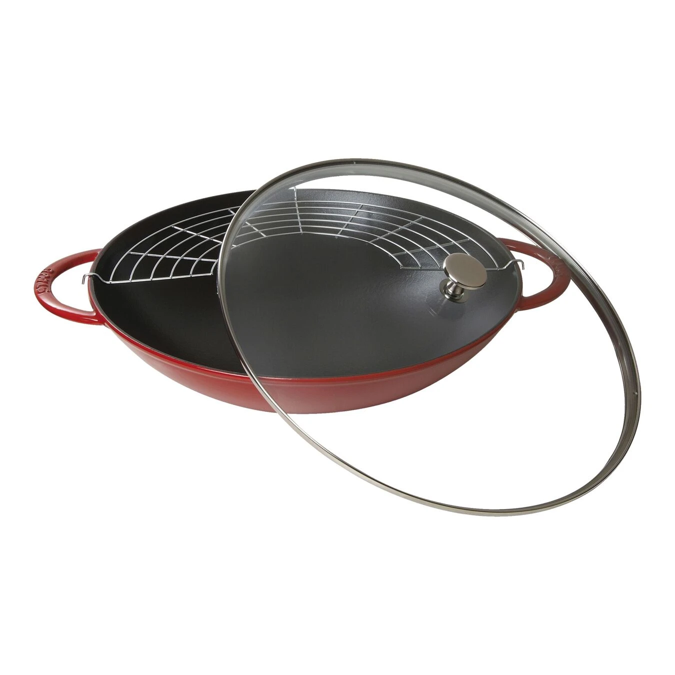 Staub Wok Mit Glasdeckel 37 Cm, Gusseisen