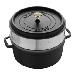 Staub Cocotte Mit Dämpfeinsatz 26 Cm, Rund, Schwarz, Gusseisen