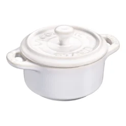 Staub Mini Cocotte 10 Cm, Rund, Elfenbein-Weiß, Keramik