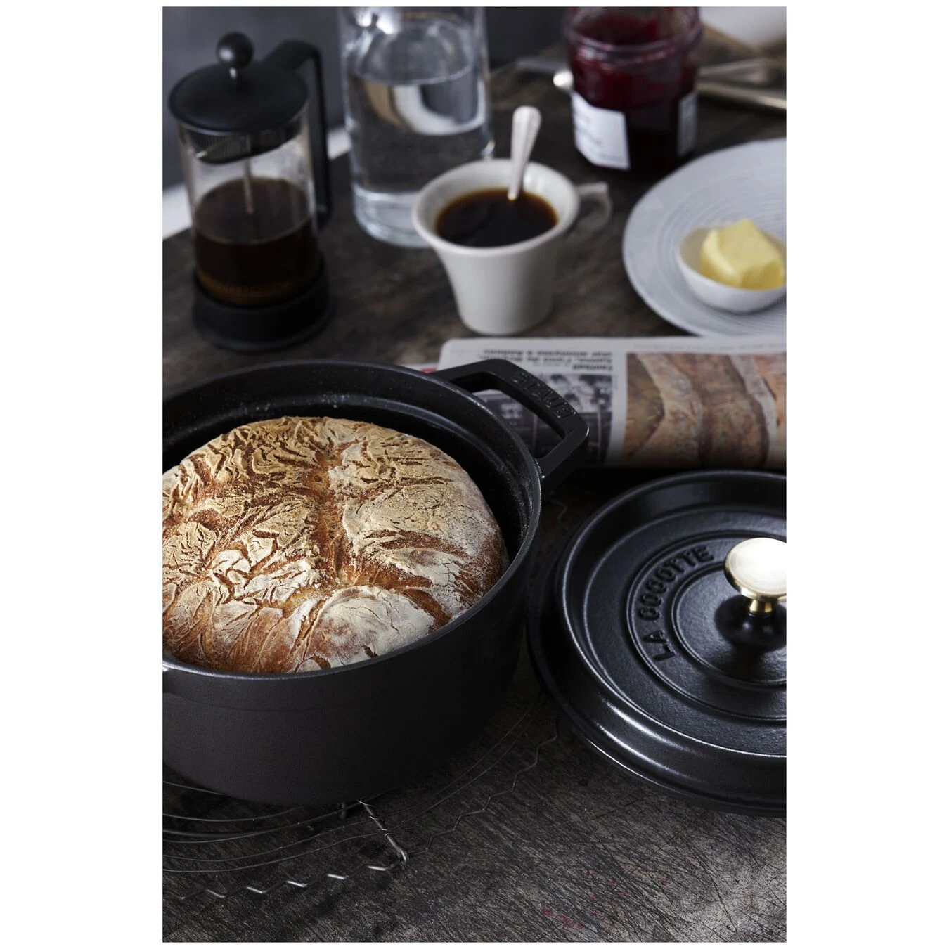 Staub Cocotte 22 Cm, Rund, Schwarz, Gusseisen – Bild 3