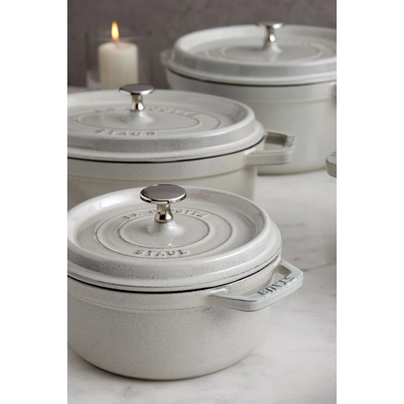 Staub Cocotte 20 Cm, Rund, Weisser Trüffel, Gusseisen – Bild 6